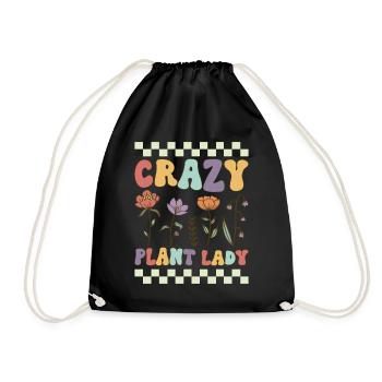 Crazy Plant Lady Groovy Gardening Gardener Mrs. P - Drawstring Bag - black - Front