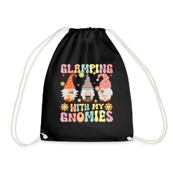 Glamping mit meinen Gnomies Groovy Glamper Gnome Z - Turnbeutel - Schwarz - Vorne