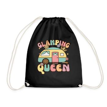 Glamping Queen Groovy Female Glamper Camping - Drawstring Bag - black - Front