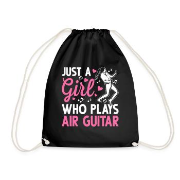Just A Girl Who Plays Air Guitar Luftgitarren-Spie - Drawstring Bag - black - Front