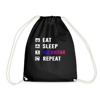 Eat Sleep Air Guitar Repeat Funny Air Guitarist - Drawstring Bag - black - Front