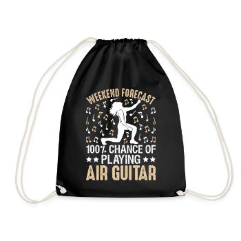 100% Chance to Play Air Guitar Funny Air Guitar - Drawstring Bag - black - Front