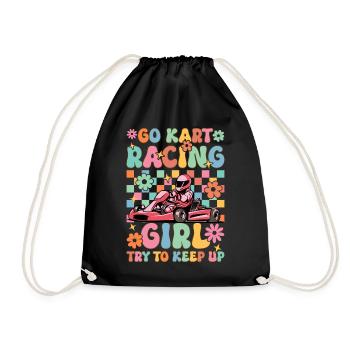 Go Kart Racing Girl Try Up Groovy Karti - Drawstring Bag - black - Front