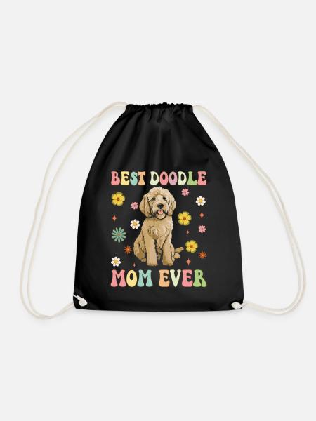 Beste Doodle-Mama aller Zeiten Groovy Golden Doodl - Turnbeutel - Schwarz