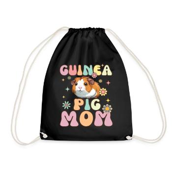 Guinea Pig Mom Groovy Guinea Pig - Drawstring Bag - black - Front