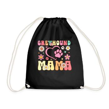 Greyhound Mom Groovy Dog Lover Dog Mom - Drawstring Bag - black - Front