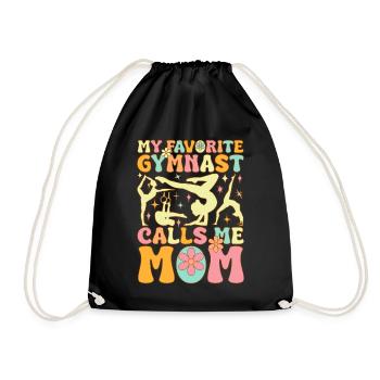 My favorite gymnast calls me Mama Groovy Gym - Drawstring Bag - black - Front
