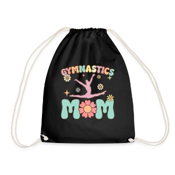 Gymnastics Mom Groovy Gymnast Acrobat - Drawstring Bag - black - Front