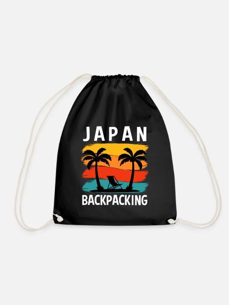 Backpacking Japan Outdoor Adventure - Drawstring Bag - black