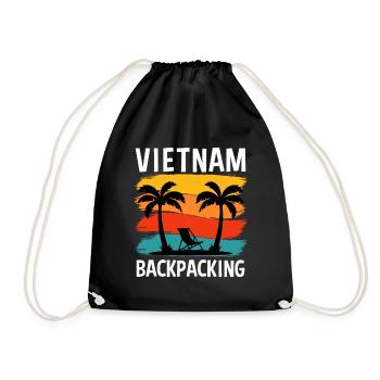 Backpacking vietnam backpacker travel backpack - Drawstring Bag - black - Front