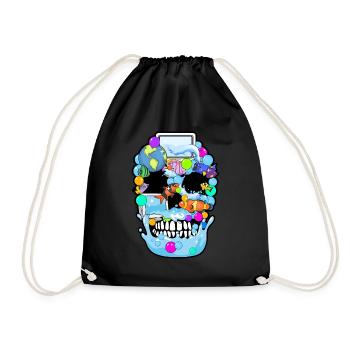 Frutiger Aero Aesthetic Tech Crâne Poissons Informatiques - Sac de sport léger - noir - Devant