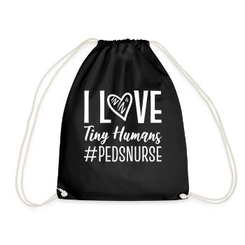 I Love Tiny Humans #pedsnurse Krankenschwester - Turnbeutel - Schwarz - Vorne