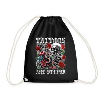 Les tatouages sont stupides drôles anti-tatouage crâne rose - Sac de sport léger - noir - Devant