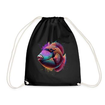 Humuhumunukunukuapua'a Hawaiian Reef Pusher - Drawstring Bag - black - Front