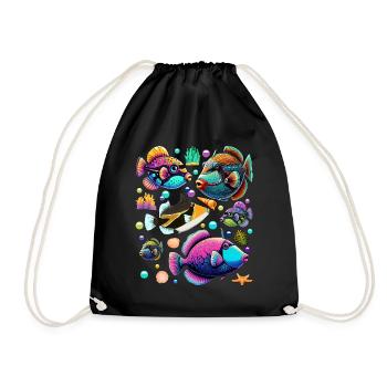 Humuhumunukunukuapua'a Hawaiian Reef Pusher - Drawstring Bag - black - Front