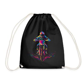 Dirt Bike Motocross Dirt Biking Biker Pop Art - Drawstring Bag - black - Front