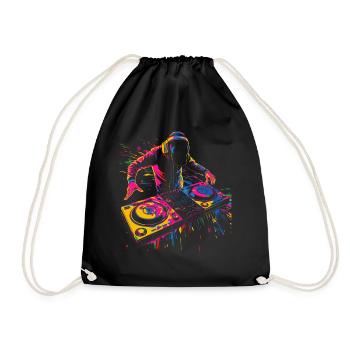 Dj Disc Jockey Turntable Pop Art - Drawstring Bag - black - Front