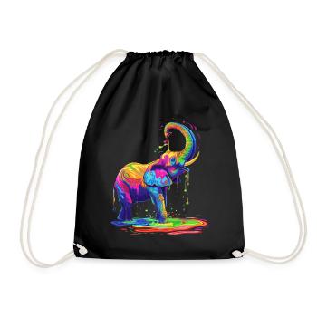 Elefant Tier Pop Art - Turnbeutel - Schwarz - Vorne