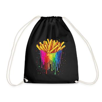French Fries Potato Pop Art - Drawstring Bag - black - Front