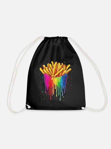 Pommes Frites Kartoffel Pop Art - Turnbeutel - Schwarz