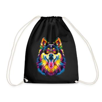 Alaskan Malamute Sunglasses Dog Pop Art - Drawstring Bag - black - Front