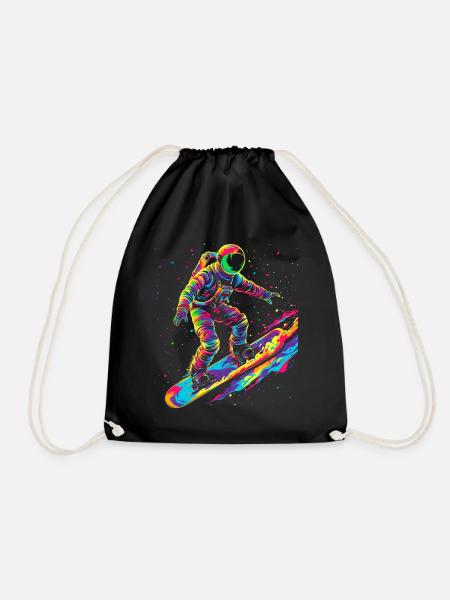Astronaut Surfing Planet Space Pop Art - Turnbeutel - Schwarz