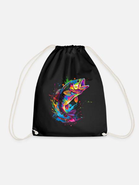 Bass Fishing Bass Fish Fisherman Pop Art - Turnbeutel - Schwarz