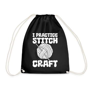 I Practice Stitch Craft Stricker - Turnbeutel - Schwarz - Vorne