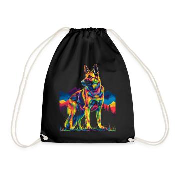 Belgischer Malinois Hund Bergwald Pop Art - Turnbeutel - Schwarz - Vorne