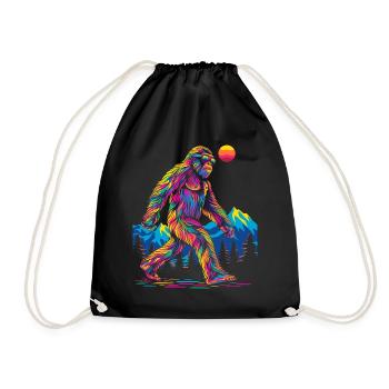 Bigfoot Sasquatch Yeti Sunglasses Pop Art - Drawstring Bag - black - Front