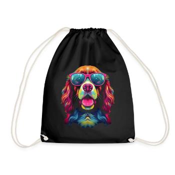 Brittany Spaniel Chien Lunettes Pop Art - Sac de sport léger - noir - Devant