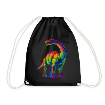 Brontosaurus Dinosaurier Pop Art - Turnbeutel - Schwarz - Vorne