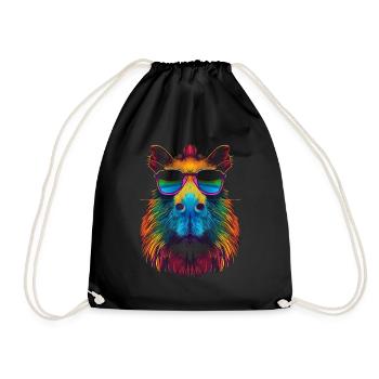 Capybara Capibara Sonnenbrille Pop Art - Turnbeutel - Schwarz - Vorne
