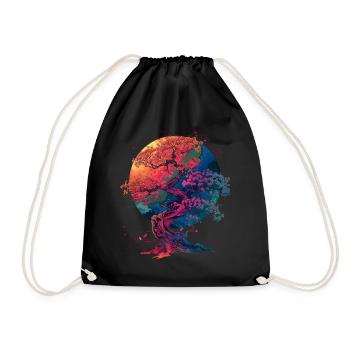 Cherry Blossoms Japanese Flower Aesthetic Art - Drawstring Bag - black - Front
