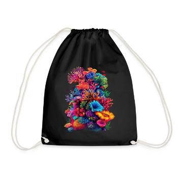 Coral Reef Sea Ocean Pop Art - Drawstring Bag - black - Front