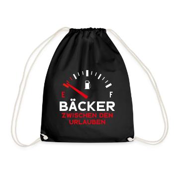 LUSTIG BÄCKER ZWISCHEN DEN URLAUBEN BÄCKEREI - Turnbeutel - Schwarz - Vorne