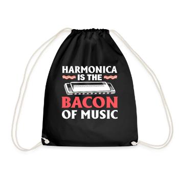 Harmonica Is The Bacon Of Music Mundharmonika - Turnbeutel - Schwarz - Vorne