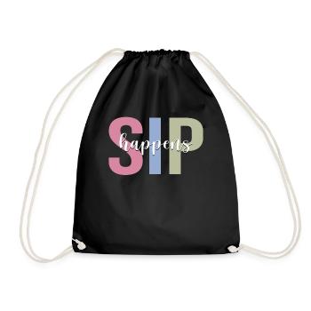 Wine drinker drinks wine glass - Drawstring Bag - black - Front