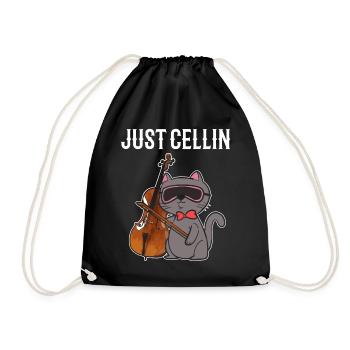 Katze spielt Cello Professioneller Cellist - Turnbeutel - Schwarz - Vorne