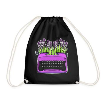 Lavendel-Schreibmaschine Autor - Turnbeutel - Schwarz - Vorne