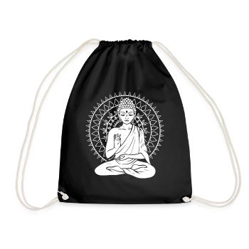 Meditierender Buddha Meditationstrainer - Turnbeutel - Schwarz - Vorne