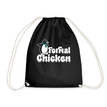 Funny Meme Penguin Lover Formal Chicken Illust - Drawstring Bag - black - Front