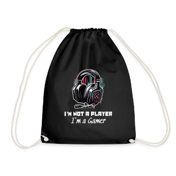 I'm not a Player but a Gamer Sayings Shirt - Drawstring Bag - black - Front