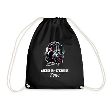 Noob Free Zone Gamer Sprüche Shirt - Turnbeutel - Schwarz - Vorne