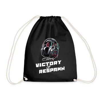 Victory or Respawn Gaming Sprüche Shirt - Turnbeutel - Schwarz - Vorne
