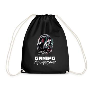 Gaming My Superpower Shirt Street Art Style - Turnbeutel - Schwarz - Vorne