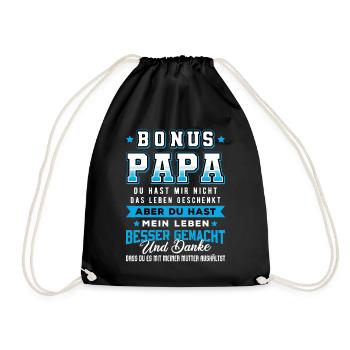 Bonus Papa Spruch / Stiefvater, Familie - Turnbeutel - Schwarz - Vorne