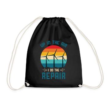 Up In The Air I Do The Repair / Wind Power, Environment - Drawstring Bag - black - Front