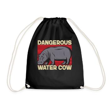 Hippopotame drôle dangereuse vache d’eau graphique pour - Sac de sport léger - noir - Devant