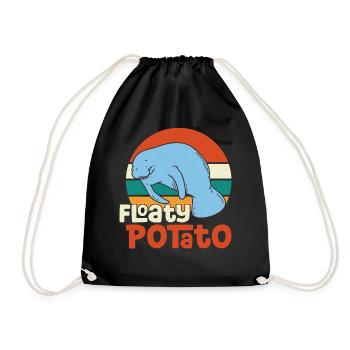 Funny Manatee Manatee Floaty Potato Illustratio - Drawstring Bag - black - Front
